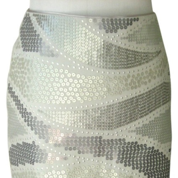 Silver Sequin Pencil Skirt - Picture 2 of 3